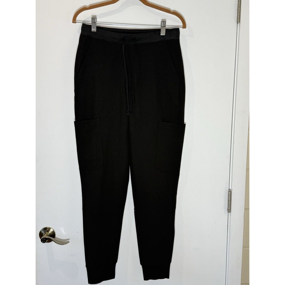 Mandala Scrub Jogger Pants Black Solid XS Utility Pockets Minimalist Career
